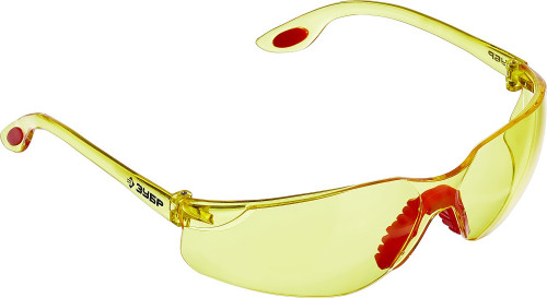 Желтые очки защитные открытого типа ЗУБР Спектр 3, двухкомпонентные дужки / 110316